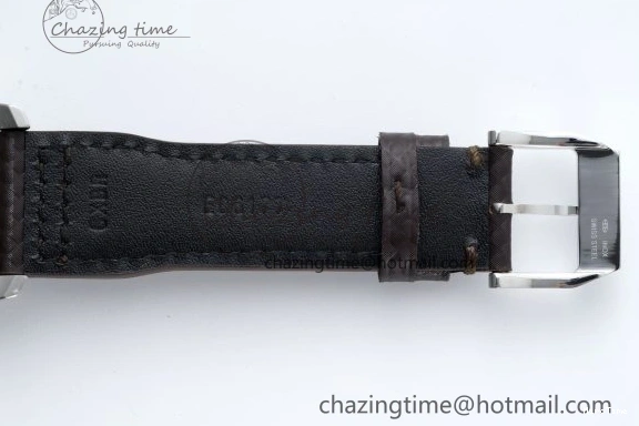 MIROTIME 0118 Pilot Chrono SS AZF 1:1 Best Edition Black Dial Orange Markers on Brown Leather Strap A EasyCare 7065